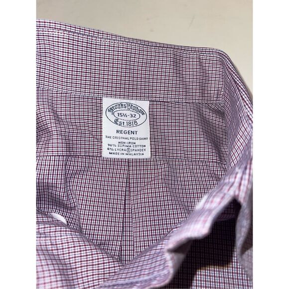 Brooks Brothers Shirt Mens 15.5-32 Red Stripe Long Sleeve Button Cotton - Picture 2 of 6